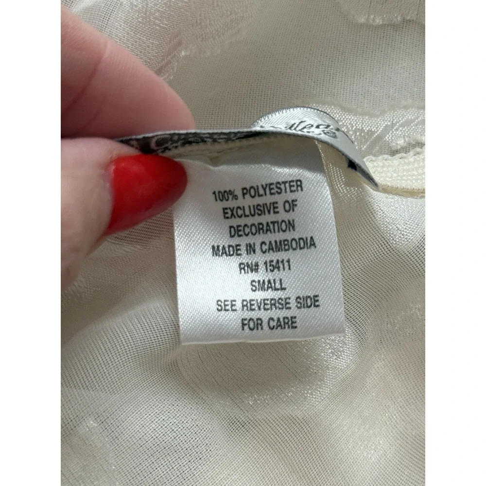 Vintage Cinema Etoile White‎ Satin Babydoll Nightgown Size Small NWT Deadstock